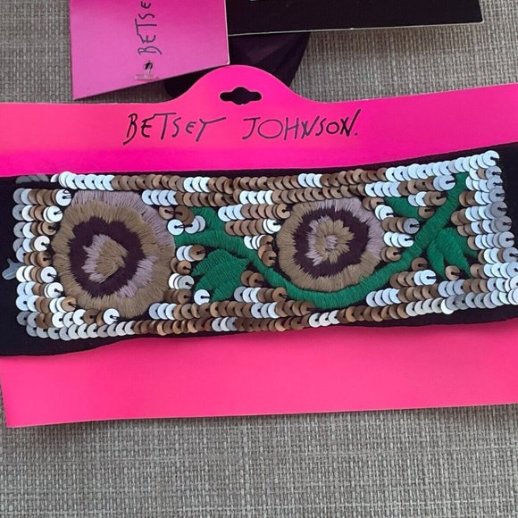 Betsey Johnson Women Headband Multi Color Sequins Neckband Wristband Multi Use - Picture 2 of 9